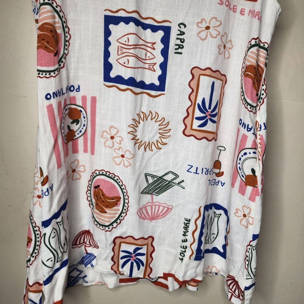 Paper Heart Mediterranean Aperol Spritz Linen Blend Mini Dress Womens XL Viral - Picture 9 of 13